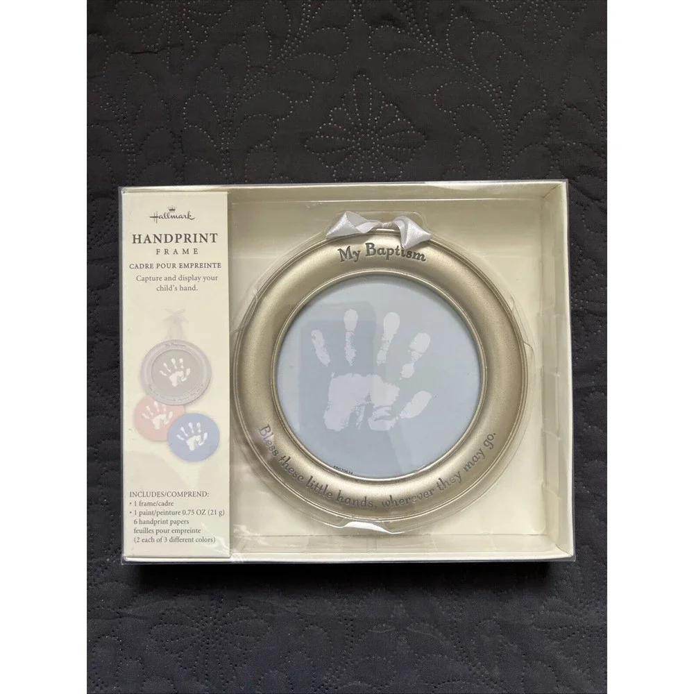 Hallmark Baptism Handprint Frame Bless These Little Hands Baby Print New In Pkg